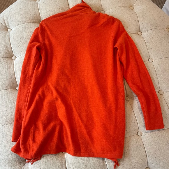 Magaschoni orange open cardigan cashmere sweater with fringe detail - Picture 8 of 8